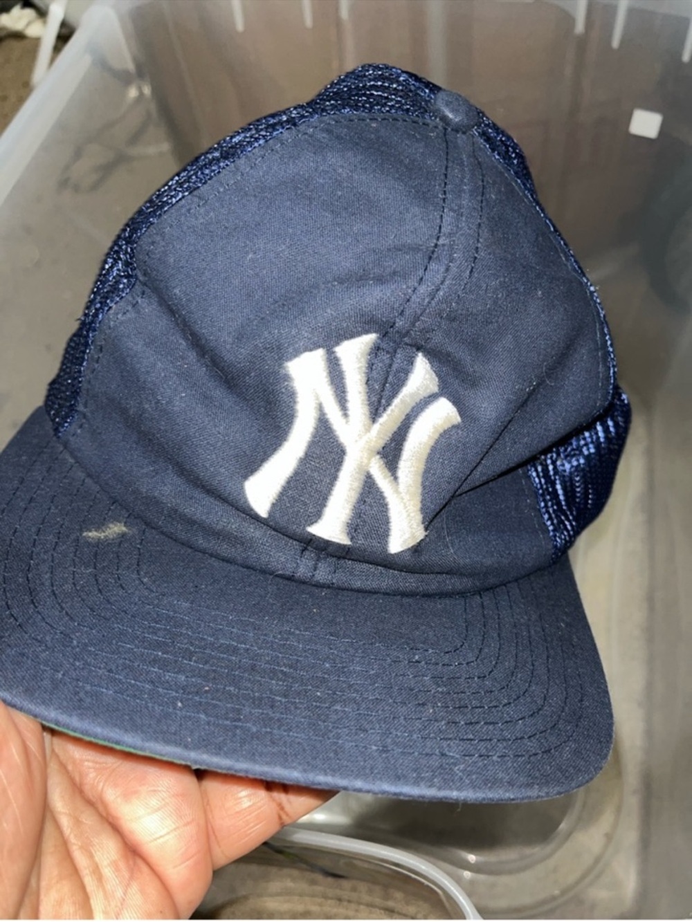 New York Yankees Navy Mesh Trucker Hat with White Logo